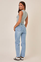 Petite Light Blue Stretch Straight Leg Jeans - Scarlett