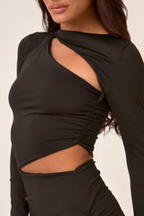 Black Cut Out Fitted Mini Dress - Bay
