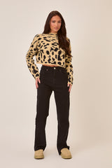 Leopard Knitted High Neck Jumper - Ellen