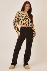 Leopard Knitted High Neck Jumper - Ellen