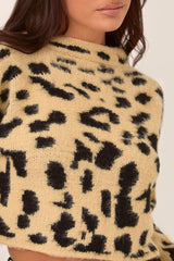 Leopard Knitted High Neck Jumper - Ellen