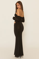 Black Cut Out Halterneck Maxi Dress - Sorene