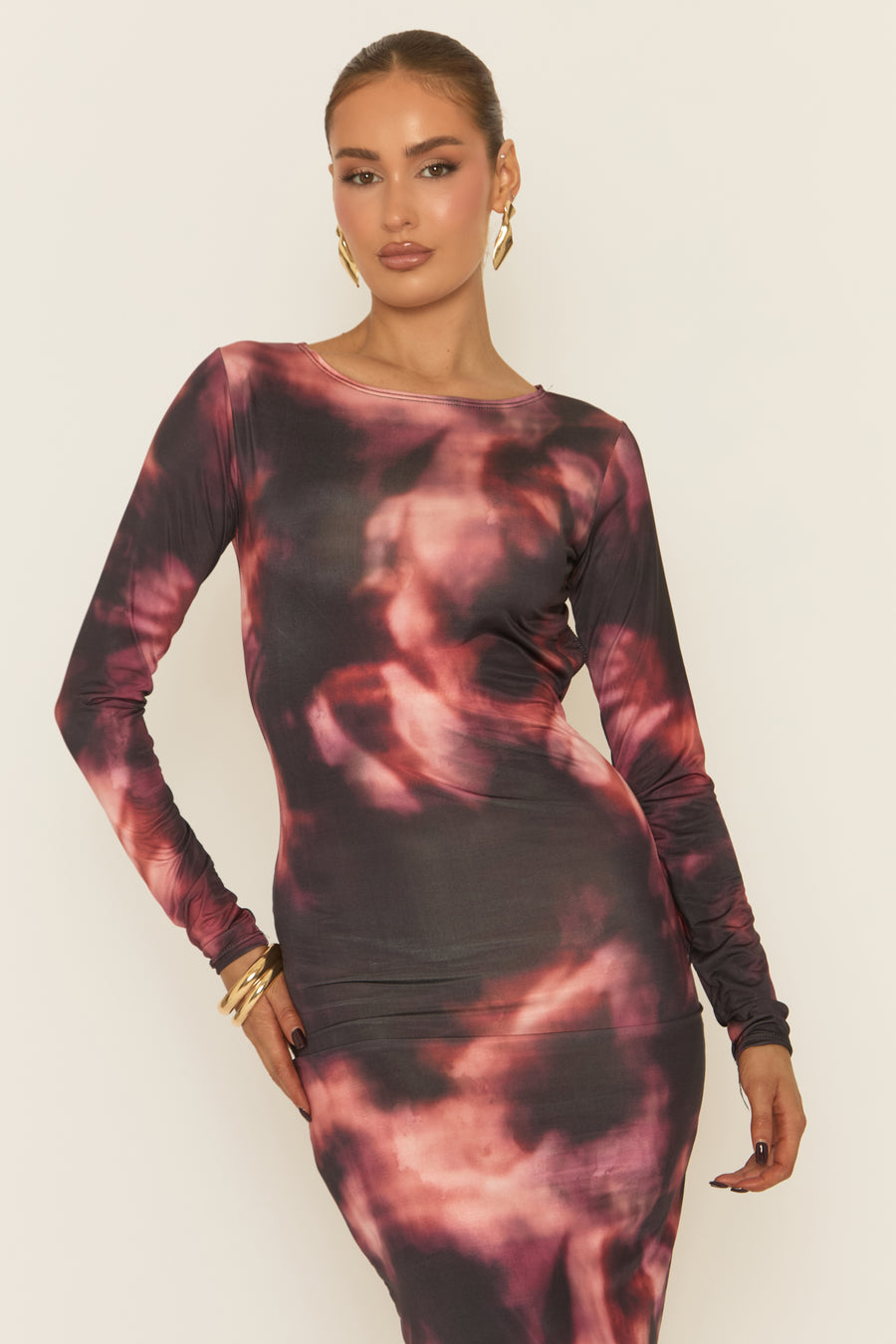 Black Printed Cut Out Back Maxi Dress - Brodie