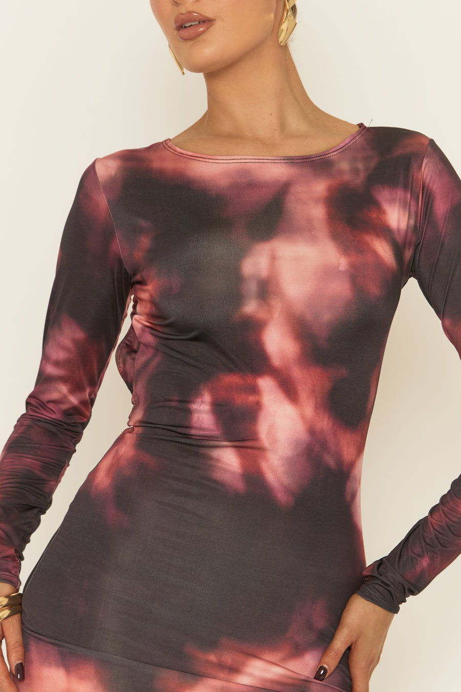 Black Printed Cut Out Back Maxi Dress - Brodie