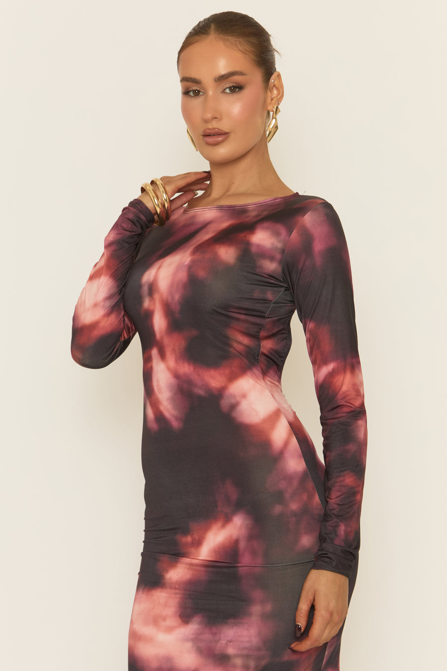 Black Printed Cut Out Back Maxi Dress - Brodie