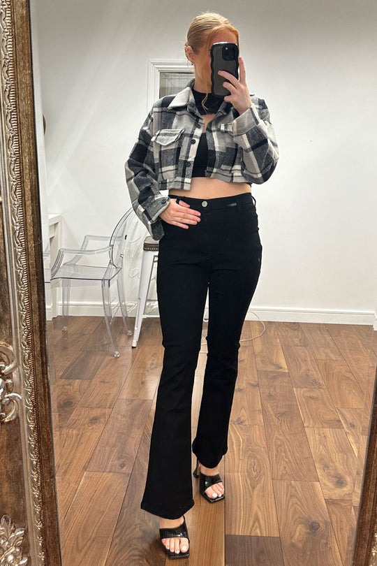 Black High Waist Flared Leg Jeans - Lina