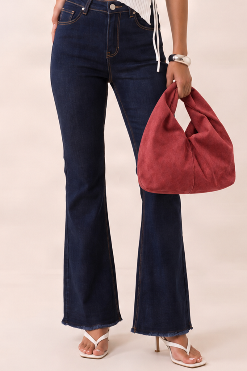 Wine Faux Suede Twist Handle Grab Bag - Shardy