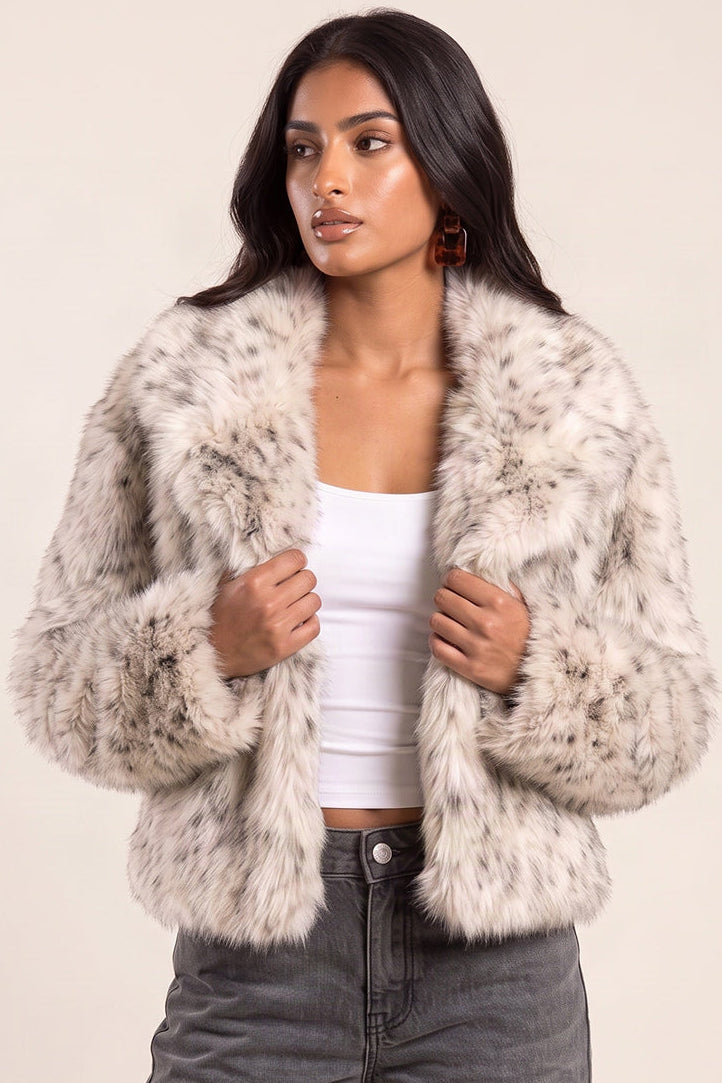 Cream Leopard Faux Fur Coat - Raven