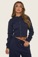 Navy Zip Through Loungewear Co-ord Set - Laurye