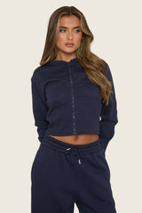 Navy Zip Through Loungewear Co-ord Set - Laurye