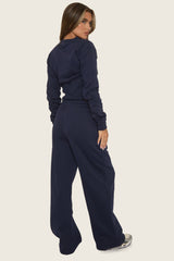 Navy Zip Through Loungewear Co-ord Set - Laurye