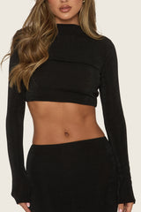 Black Long Sleeve Top and Maxi Skirt Co-ord Set - Blare