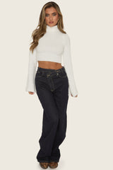 White High Neck Fluffy Knit Jumper - Maven