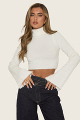 White High Neck Fluffy Knit Jumper - Maven