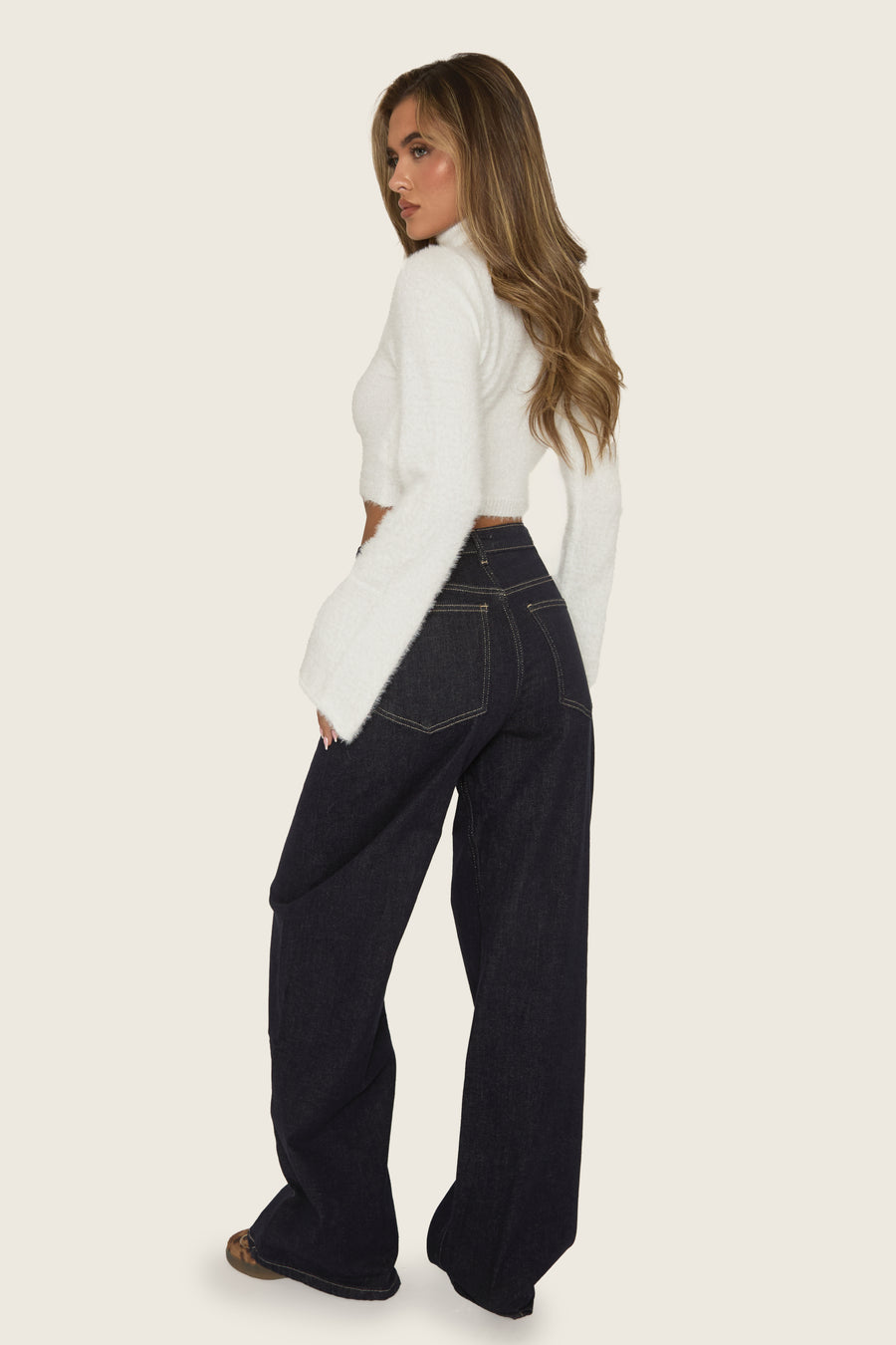 White High Neck Fluffy Knit Jumper - Maven