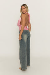 Pink Cowl Halterneck Top - Lexiee