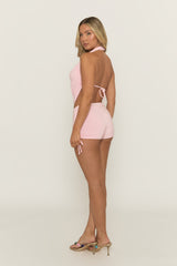 Pink Starfish Trim Top and Ruched Short Co-ord Set - Airida