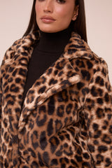 Brown Leopard Print Faux Fur Coats - Yasmin