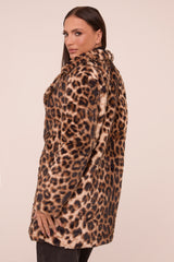 Brown Leopard Print Faux Fur Coats - Yasmin