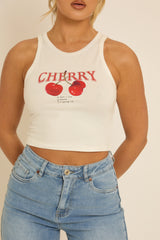 White Cherry Vest Top - Sam