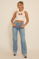 White Cherry Vest Top - Sam