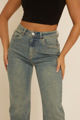 Washed Acid Blue Stretch Straight Leg Jeans - Scarlett