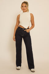 Indigo Stretch Straight Leg Frayed Hem Jeans - Scarlett