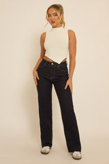 White High Neck Asymmetric Top - Ariella