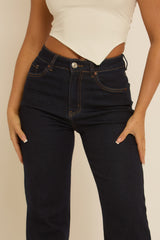 Indigo Stretch Straight Leg Frayed Hem Jeans - Scarlett
