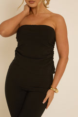 Black Bandeau Top & Kick Flare Trousers Co-ord Set - Rochelle