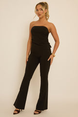 Black Bandeau Top & Kick Flare Trousers Co-ord Set - Rochelle