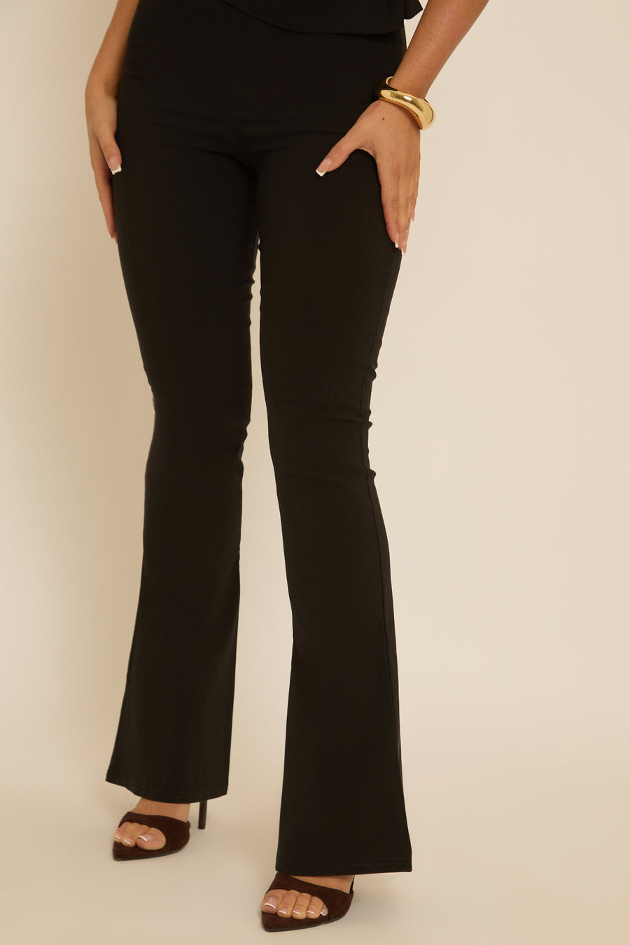 Black Bandeau Top & Kick Flare Trousers Co-ord Set - Rochelle