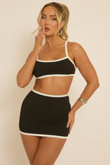 Black Contrast Bralet and Mini Skirt Co-Ord - Bettina