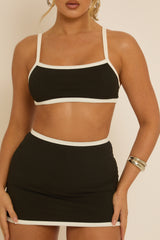 Black Contrast Bralet and Mini Skirt Co-Ord - Bettina