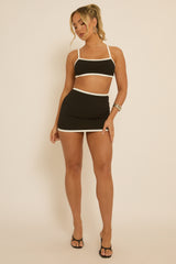 Black Contrast Bralet and Mini Skirt Co-Ord - Bettina
