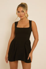 Black Drop Waist Mini Dress - Sandi