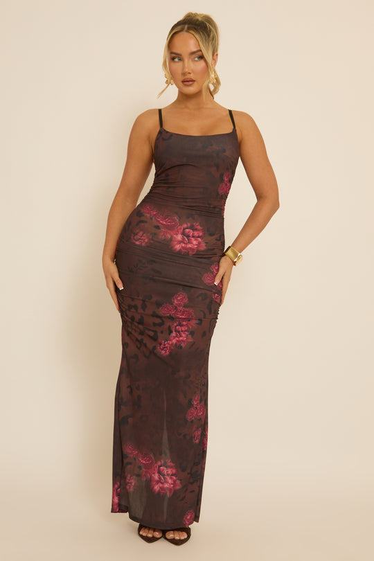 Brown Multi Print Cami Maxi Dress - Francie