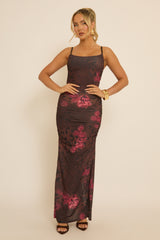 Brown Multi Print Cami Maxi Dress - Francie
