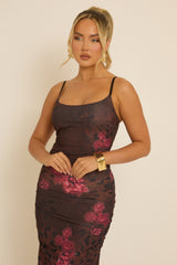 Brown Multi Print Cami Maxi Dress - Francie