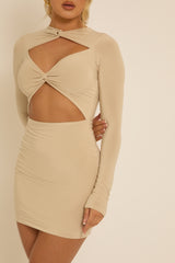 Stone Slinky Twist Cut Out Mini Dress - Miranda