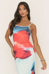 Blue Floral Strappy Maxi Dress - Evin