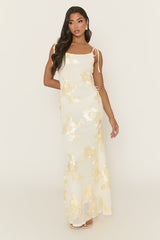 Cream Embroidered Maxi Dress - Nivah
