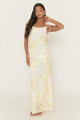 Cream Embroidered Maxi Dress - Nivah