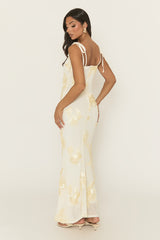 Cream Embroidered Maxi Dress - Nivah