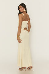 Cream Knit Rib Cut Out Maxi Dress - Emeri