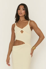 Cream Knit Rib Cut Out Maxi Dress - Emeri