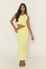 Yellow Cut Out Side Asymmetric Maxi Dress - Immie