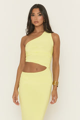 Yellow Cut Out Side Asymmetric Maxi Dress - Immie