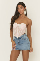 Pink Floral Print Bandeau Corset Top - Ariee