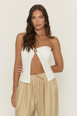 White Gold Oval Trim Bandeau Top - Dalana